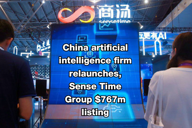 China artificial intelligence firm relaunches, Sense Time Group $767m listing