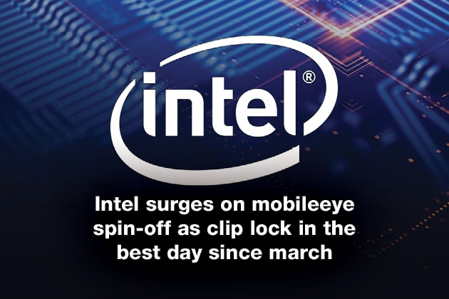 Intel surges on mobileeye spin-off as clip lock in the best day since march
