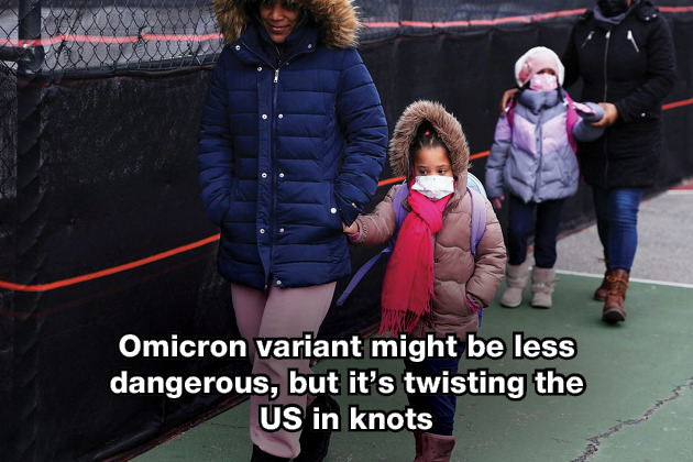Omicron variant might be less dangerous, but it’s twisting the US in knots