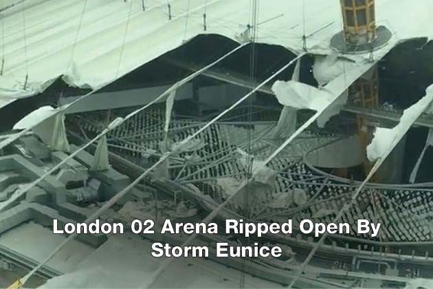 London 02 Arena Ripped Open By Storm Eunice